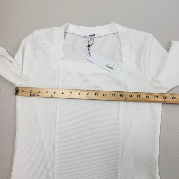 BB DAKOTA By Steve Madden Optic White Ribbed Long Sleeve Top SIZE US XL NWT NEW - Picture 12 of 15